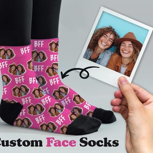 Custom Bestfriend Socks, face socks, Personalized BFF Gifts, Funny Bestie Socks, Unique Birthday Gift for Friends