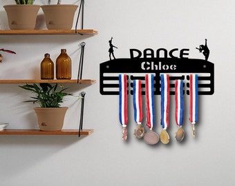 Personalised Medal Hanger Medal Holder Wall Display Rack Dance Dancing girls name majorette