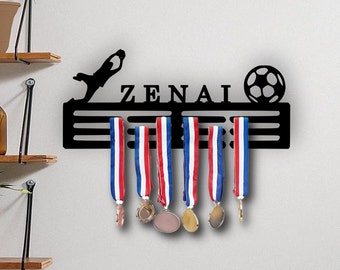 Personalised Medal Hanger Medal Holder Wall Display Rack Football Goalkeeper