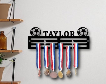 Personalised Medal Hanger Medal Holder Wall Display Rack Football Boot Soccer