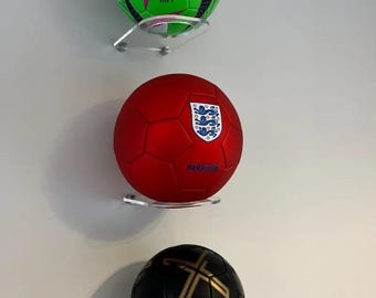 Football Rugby Ball Display Stand Wall Hanger Shelf Size 5 Various Sizes Colours