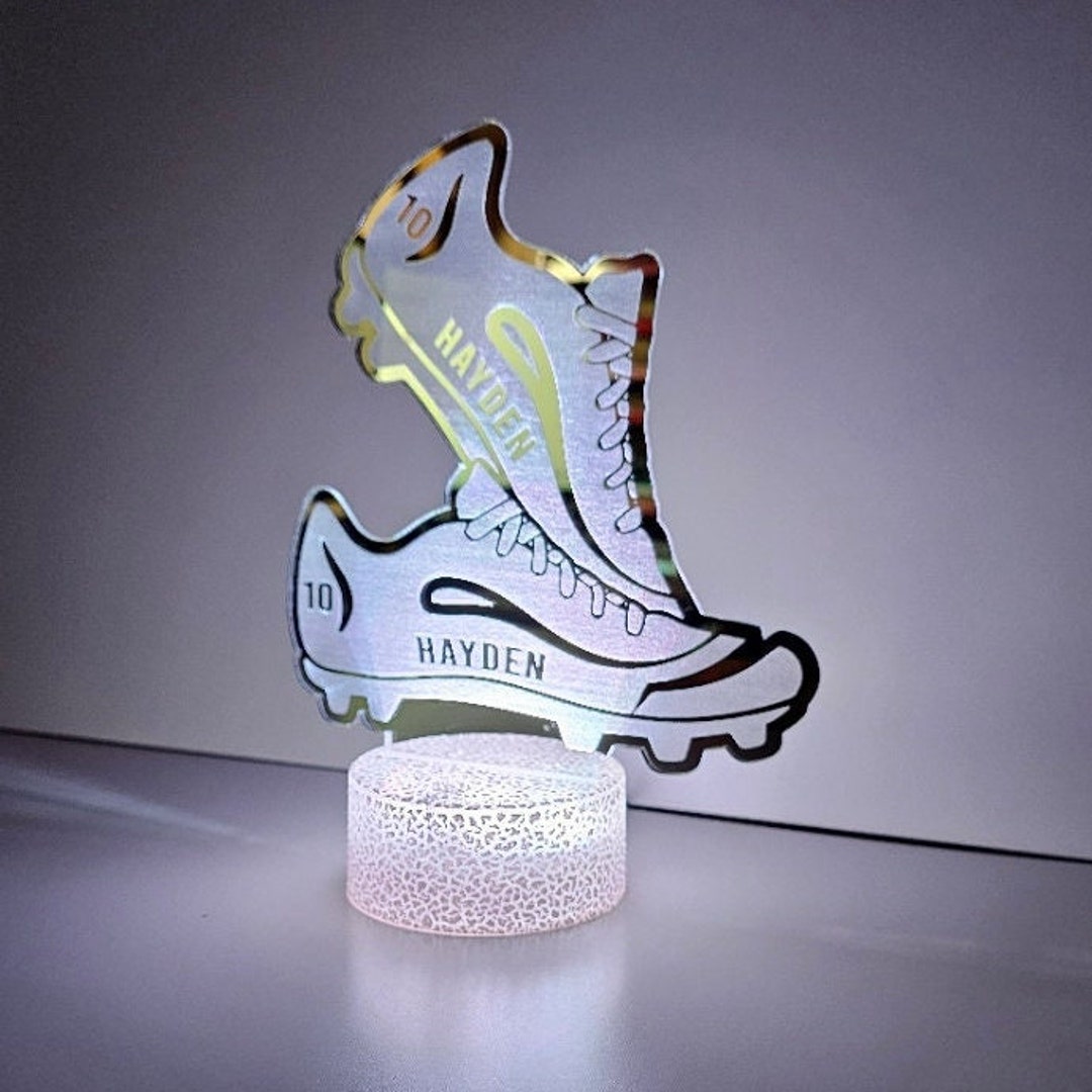 Personalised Football Boot Mirror LED Night Light Desk Lamp Sign Gift ...