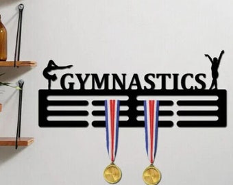 Personalised Medal Hanger Medal Holder Wall Display Rack Gymnastics Any Name Or Text