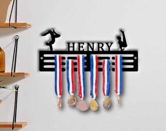 Personalised BOY MALE Medal Hanger Medal Holder Wall Display Rack Gymnastics dance