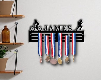 Personalised Medal Hanger Medal Holder Wall Display Rack cyclist biking cycling and runner running