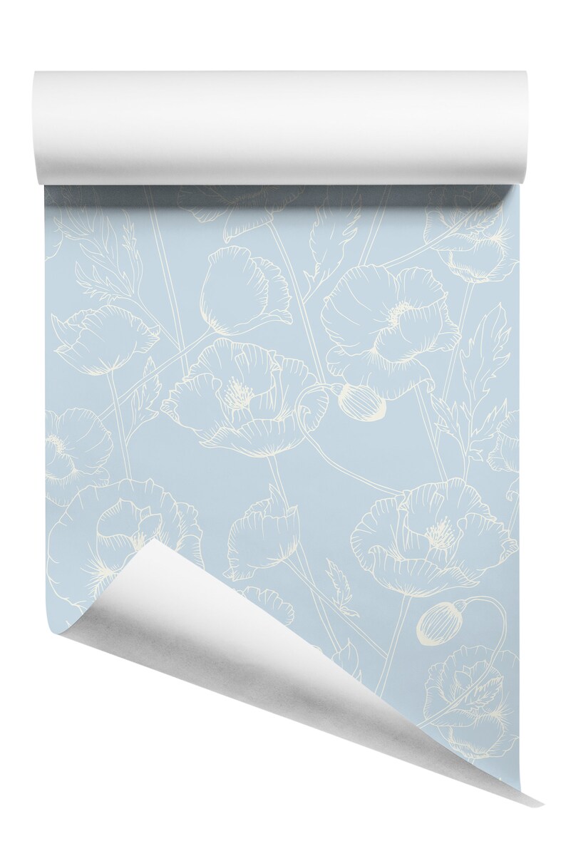 Poppy Floral Botanical Wallpaper Luxury Selfadhesive Fabric Etsy