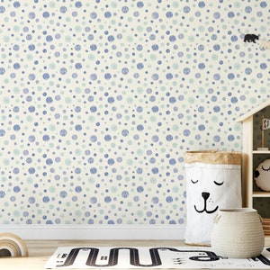 Polka Dot Pattern Wallpaper - Blue Green Bubbles Wallpaper for Kid&#39;s Room - Peel and Stick Removable Wallpaper