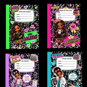 Personalized Back to School Composition Notebook Cover Bundle  Girl School Supplies