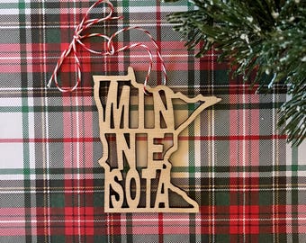 Minnesota cutout laser engraved ornament