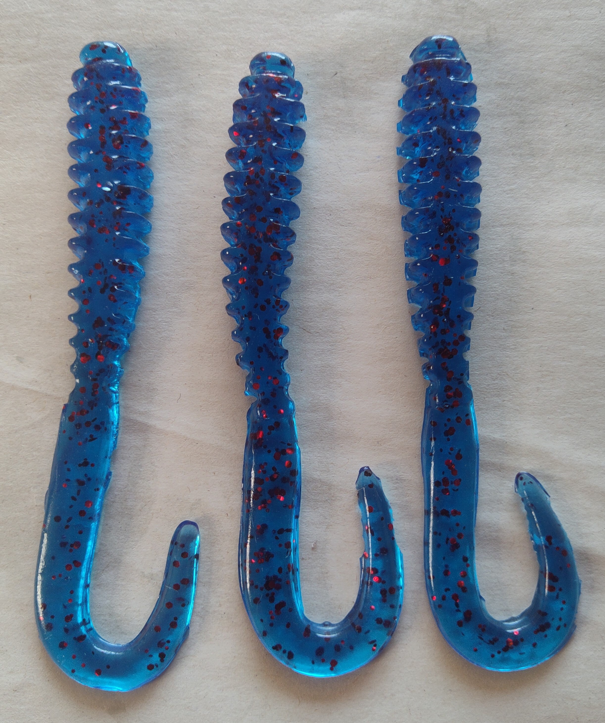 4 Curly Tail Grub in Our Ocean Blue Color. 
