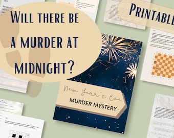 Nyårsaftonens mordmysteriespel - Lös det före midnatt! - mysigt brott - omedelbar nedladdning