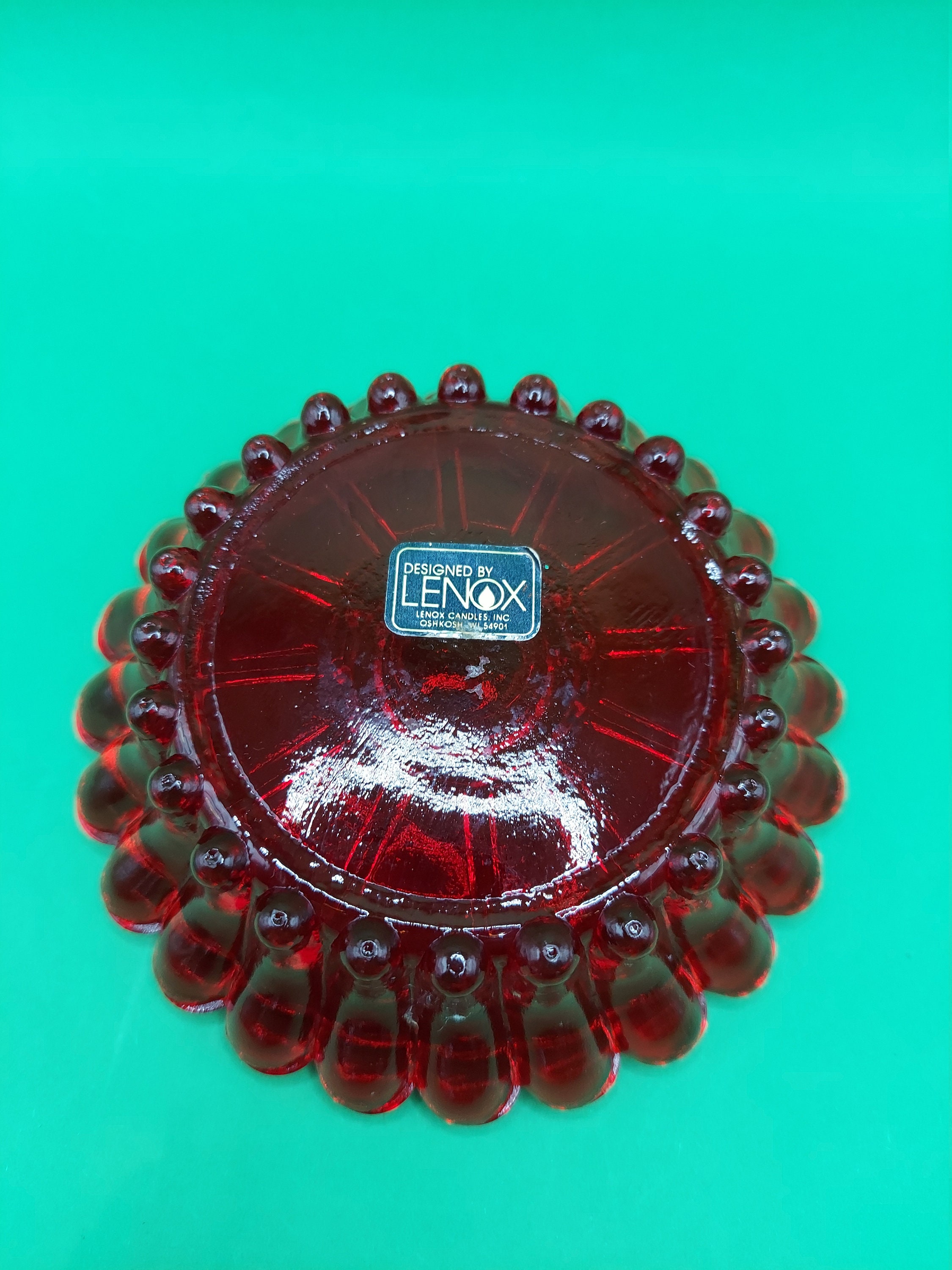 Lenox Ruby Red Glass Candle Holder incl. Candle Etsy