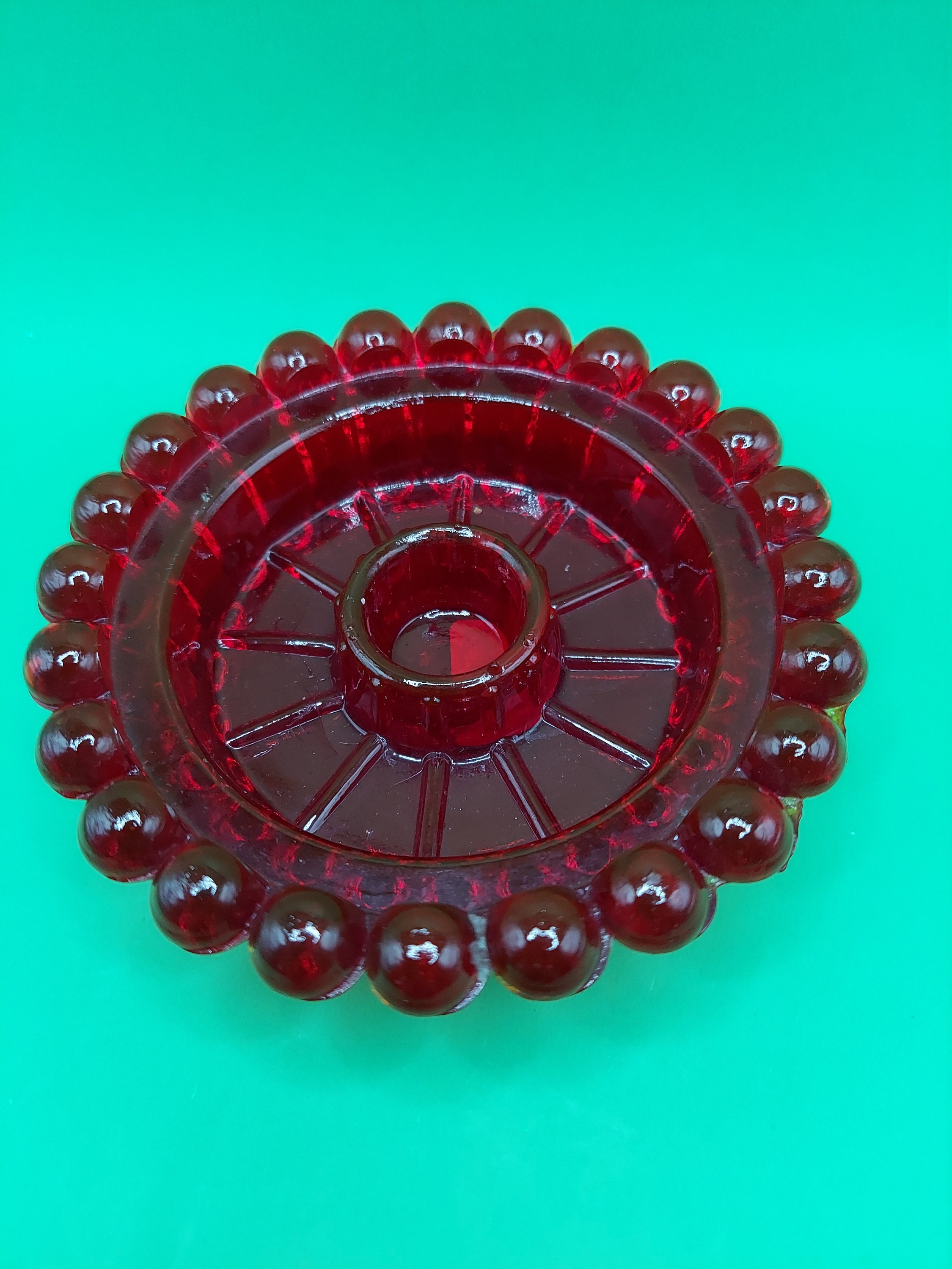 Lenox Ruby Red Glass Candle Holder incl. Candle Etsy
