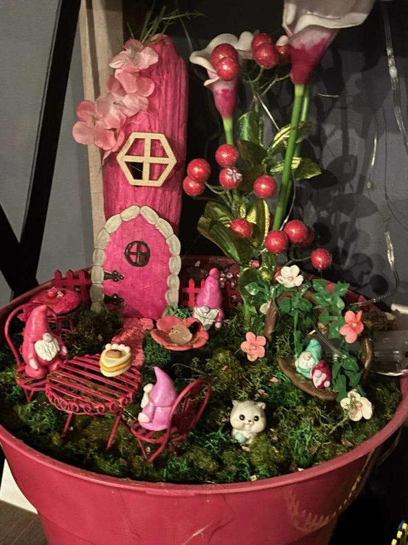 Pink Theme Fairy Garden Handmade Garden Pot Decoration - Etsy