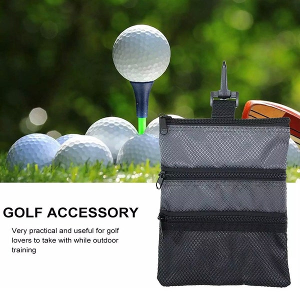 Golf Zipper Accessory Pouch Clip on Tee and Ball Bag