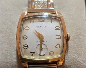 Reloj de pulsera Benrus de 17 joyas con correa "twist o flex" como nuevo