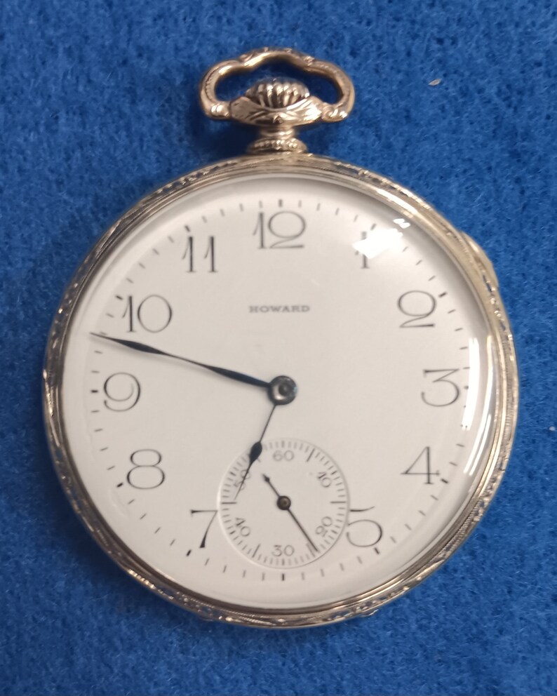 Stunning E. Howard Pocket Watch, Series 7, 12 S, 17 Jewel, Arrow and Circle, White Gold Fill