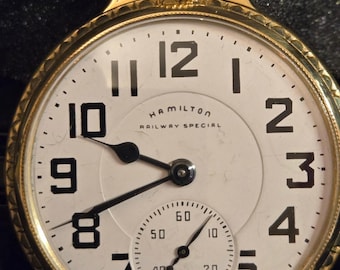 Reloj de bolsillo Hamilton Railway Special 992B, casi nuevo, con caja de reproducción.