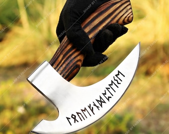 Hand Forged Damascus Steel Pizza Axe: Viking Medieval Cutter