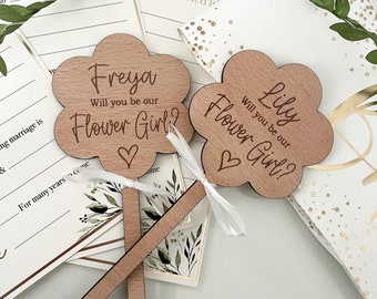 Will You Be My Flower Girl - Proposal - Wand - Personalised - Engraved - Wedding - Wooden - Keepsake - Plaque - Custom - Wedding Day - Gift