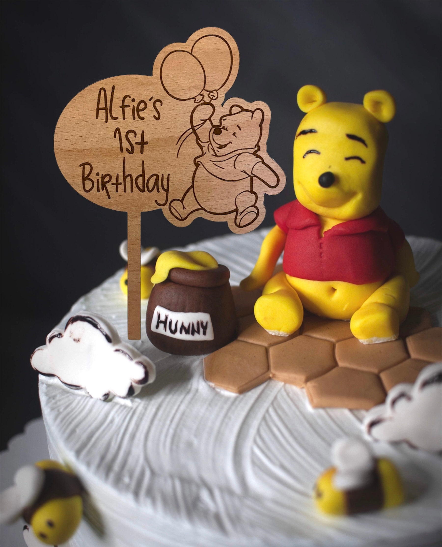 Winnie the Pooh Cake Topper Personalised Wooden Any Name Etsy