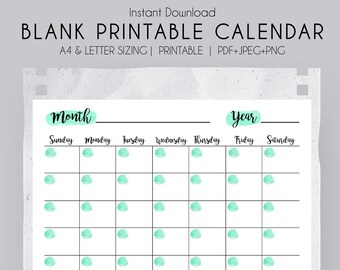 Blank Calendar | Printable Calendar | Printable Blank Monthly Calendar ...