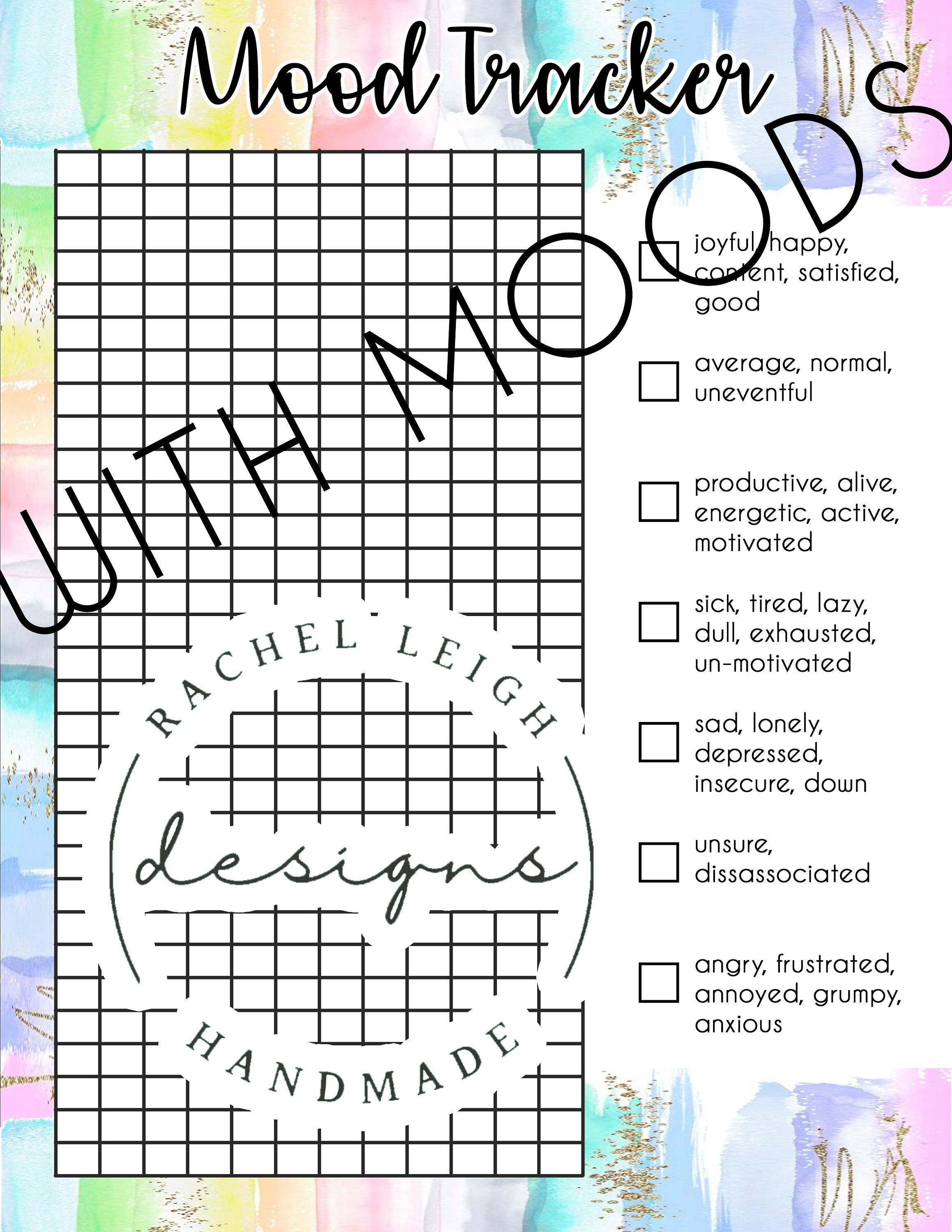 Blank Mood Tracker Printable Printable Mood Tracker Mood Tracker Bullet