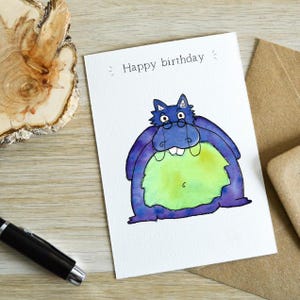 Carte A6 personnalisable ~illustrée à l'aquarelle~ série des Timonstres