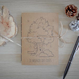 Quaderno tascabile illustrato A6 Kraft - Il mondo delle idee - Fatto a mano - Rilegato a mano