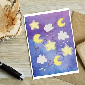 Tarjeta estrella A6 - ilustrada a mano