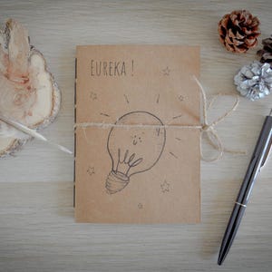 Quaderno tascabile illustrato in carta kraft A6 - Eureka - fatto a mano - rilegato a mano