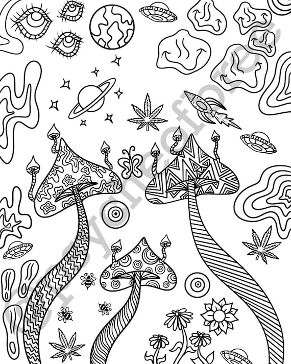 Smoke and Paint Sip and Paint Coloring Page Trippy Coloring - Etsy