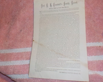 Tarjeta publicitaria de registro familiar del profesor R.H. Trumbull de la década de 1880