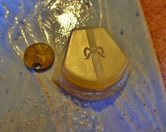 Caja de anillo de celuloide Art Deco de Dennison. Caja de presentación del anillo de compromiso