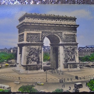 Paris. L'Arc de Triomphe. Glänzende Souvenir Postkarte. Etwa 1940er Jahre. Unbenutzt.