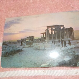 Tramonto dall'Acropoli, Grecia. Cartolina fotografica reale 1960