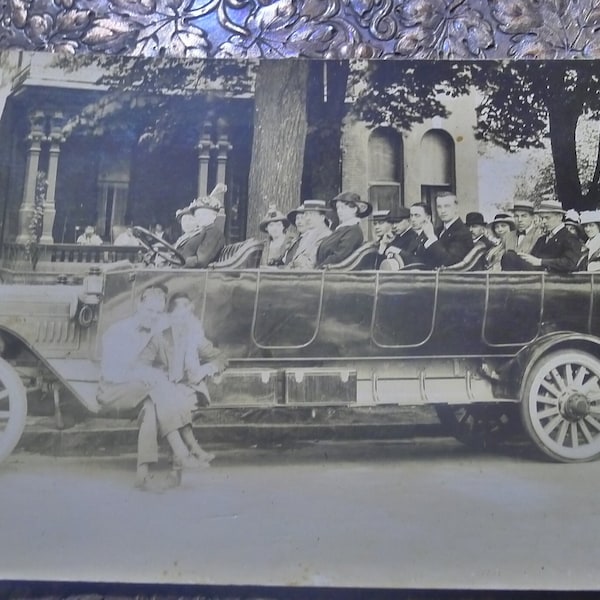 Convertible Top Bus/Automobile. Real Photo Post Card. Circa 1910. Unused