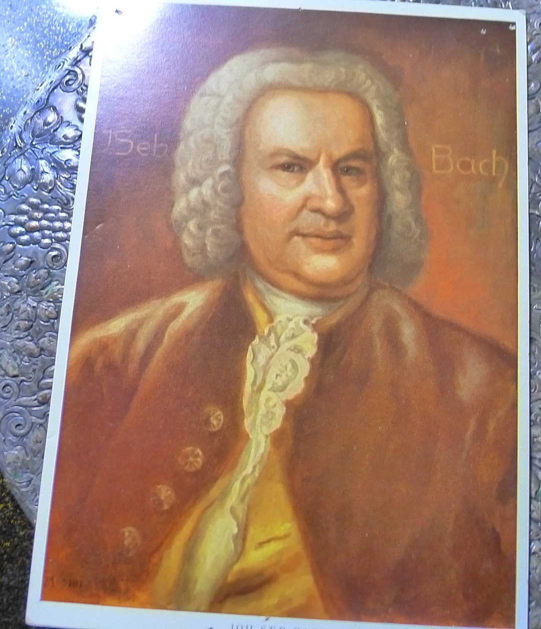 John Sebastian Bach Portrait. Color Post Card. Circa 1950s. Unused