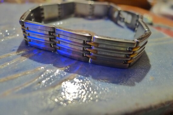 Sleek Stainless Steel Link Bracelet. Scored Links… - image 2