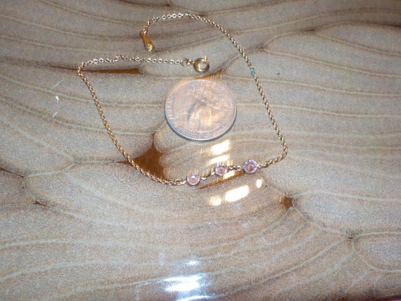 Avon Ankle Bracelet. Three Pink Rhinestones and Gold Chain Etsy