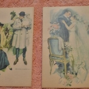 Howard Chandler Christy Illustrierte Postkarten. Vierer set. Die Sinne. Hof. Ehe. Kinder