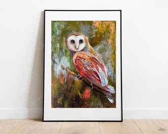 Barn Owl oil Painting, Perfect gift for Wildlife  Birds Animals Lovers,  Wildlife canvas Art