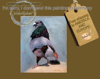 Fancy show Bird pigeon dove oil painting, handmade canvas original painting