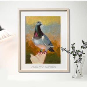 Pigeon dove oil painting, handmade painting, original painting