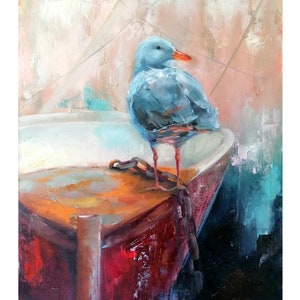 Seagull OIL Painting, Bird PAINTING, Art Birds Original Painting Seagull Wall Decor Canvas oil Painting,Seagull Art, Sea birds , Seascape