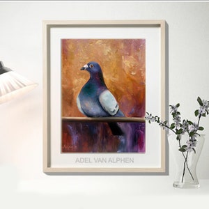 Blue Pigeon dove oil painting, handmade painting, original painting
