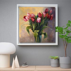 Tulpen Blumen Ölgemälde, original Ölgemälde, gespannte Leinwandkunst