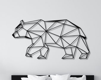 Geometric Bear Metal Wall Art, Bear Metal Wall Art, Metal Bear Art, Metal Art Bear, Metal Art with Bears, Metal Black Bear