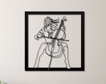 Woman Playing Cello Metal Wall Art, Cello Wall Art, Cello Decor, Cello Themed Gifts, Gift for Cello Player, Cello Gifts