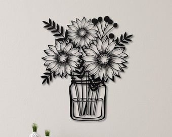 Metal Sunflower Wall Art, Flower Metal Wall Decor, Flower Metal Line Art, Metal Wall Decor Flowers, Flower Metal Art, Metal Sign of Flowers